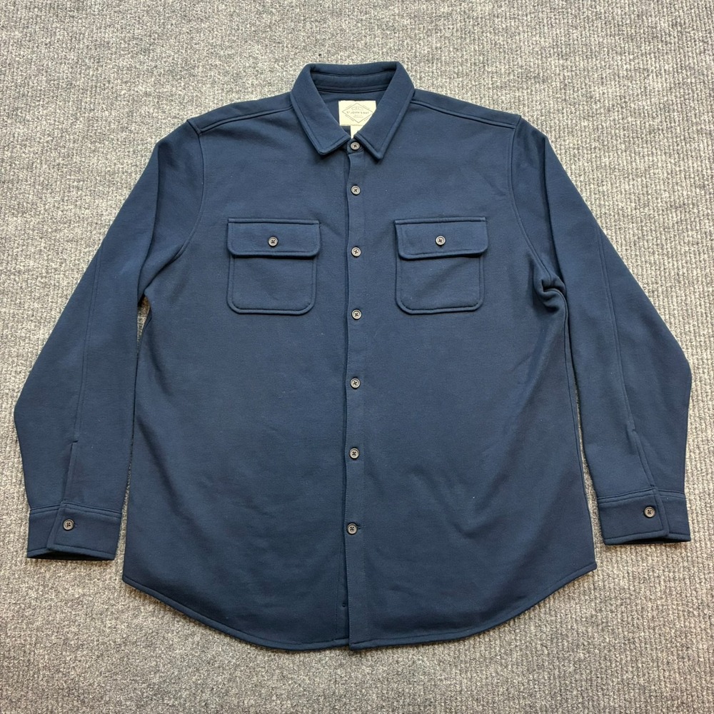 St Johns Bay Mens Size XL Navy Heavyweight Shirt Jacket Long Sleeve Overshirt